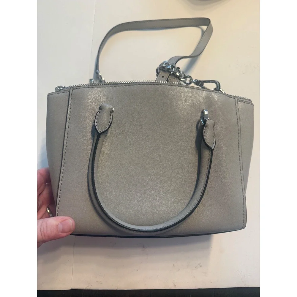 Michael Kors Grey Studded Chevron Quilted Small Satchel Crossbody Bag